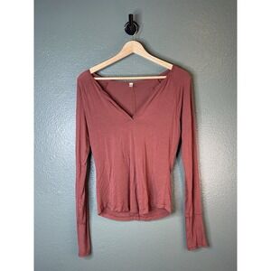 Free People Intimately Shirt Womens Large Rust Color Pajamas Sleep Shirt PJs